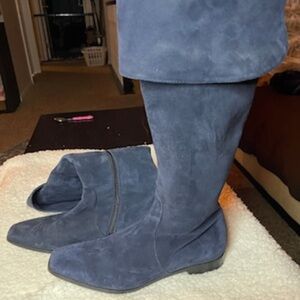 Aquatalia Blue Suede Knee-High made in Italy Boots